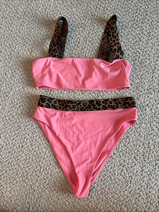 Tularosa Other - New Tularosa Otto Pink and Leopard-Trim Two-Piece Swimsuit